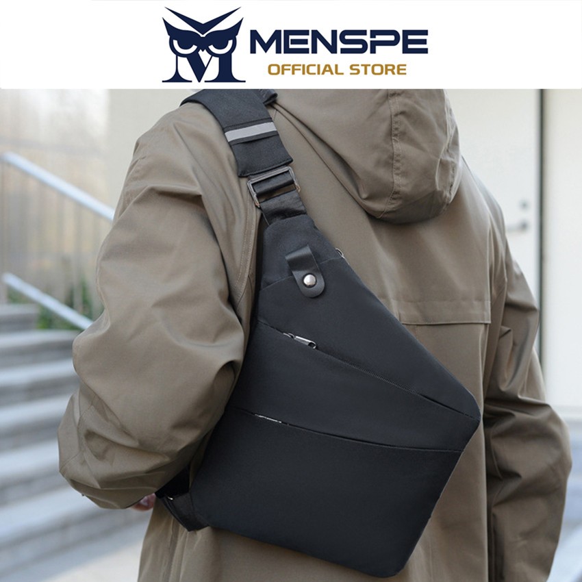 MENSPE Mens Fashion Casual Versatile Travel Chest Bag Ultra Thin Business Sports Street Messenger Bag