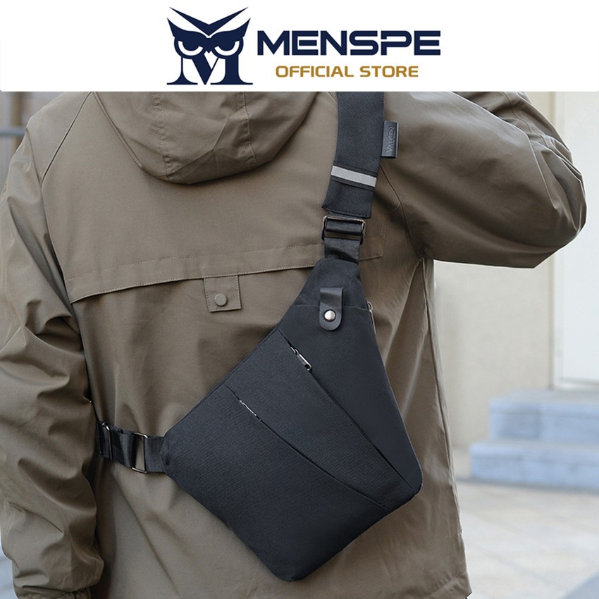 MENSPE Mens Fashion Casual Versatile Travel Chest Bag Ultra Thin Business Sports Street Messenger Bag