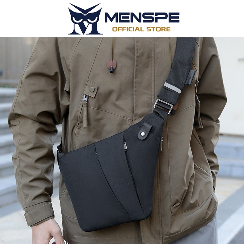 MENSPE Mens Fashion Casual Versatile Travel Chest Bag Ultra Thin Business Sports Street Messenger Bag
