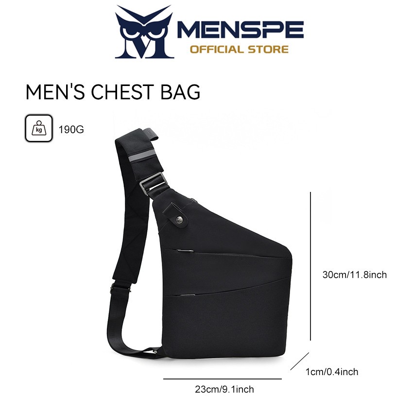 MENSPE Mens Fashion Casual Versatile Travel Chest Bag Ultra Thin Business Sports Street Messenger Bag