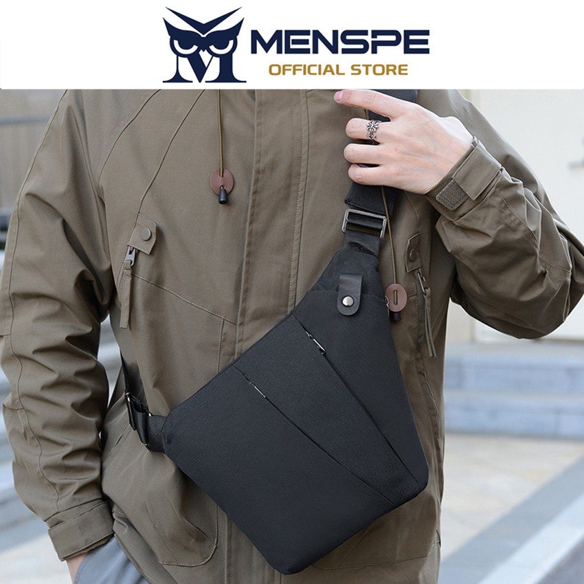 MENSPE Mens Fashion Casual Versatile Travel Chest Bag Ultra Thin Business Sports Street Messenger Bag