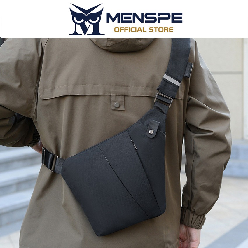 MENSPE Mens Fashion Casual Versatile Travel Chest Bag Ultra Thin Business Sports Street Messenger Bag