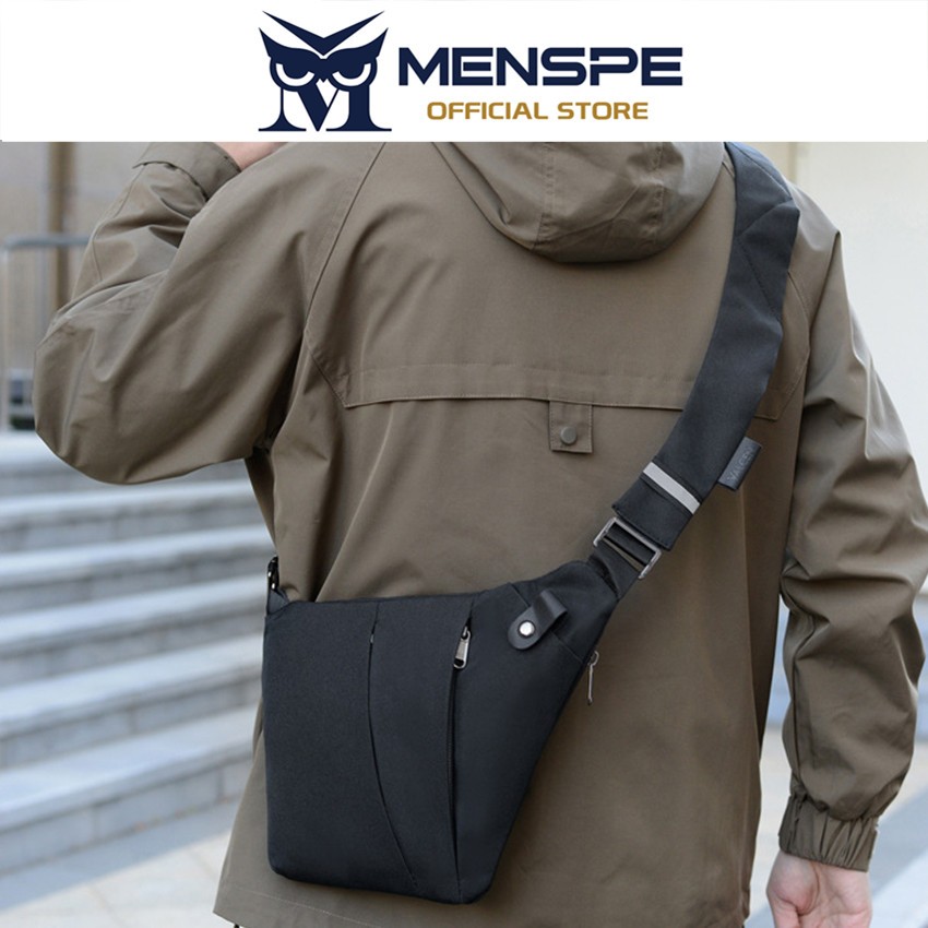 MENSPE Mens Fashion Casual Versatile Travel Chest Bag Ultra Thin Business Sports Street Messenger Bag