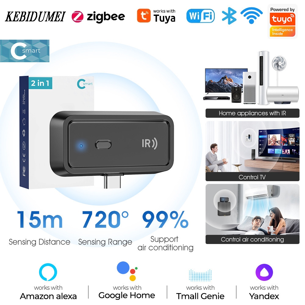 Tuya Zigbee Mini Universal WIFI รีโมทคอนโทรลอินฟราเรด IR Control พร้อมอะแดปเตอร์ Type-C การดําเนินงา