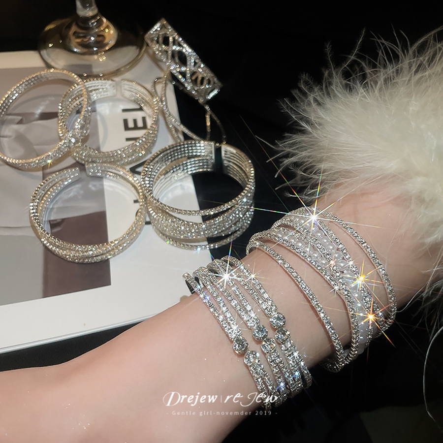 เดรช ซูเปอร์แฟลชมุกเทียมข้ามสร้อยข้อมือเพชรที่สวยหรูแสงหรูหราสร้อยข้อมือ