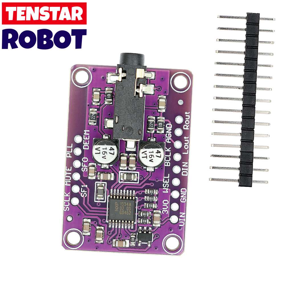 TENSTAR UDA1334A โมดูล DAC UDA1334 I2S DAC เสียงสเตอริโอถอดรหัสโมดูลบอร์ด