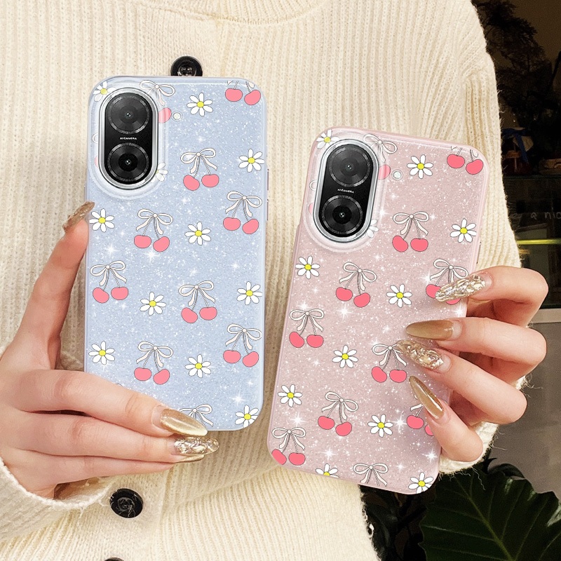 YBD INS เคสโทรศัพท์สําหรับ Redmi A5 Turbo 4 Pro Xiaomi POCO F7 5G POCO C71 Fine Sparkling Diamond ญี่ปุ่นและเกาหลี Cherry Bow