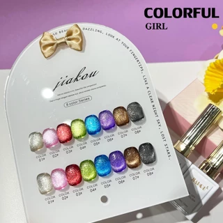 【พร้อมส่ง】JIAKOU 8สี เจลแคทอายเนื้อซาติน/สีเจลแคทอาย ลูกแก้ว ฟรีชาร์ท Cat eye 12สี (แถม ชาร์ท ทามาให้แล้ว)