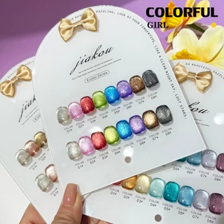 【พร้อมส่ง】JIAKOU 8สี เจลแคทอายเนื้อซาติน/สีเจลแคทอาย ลูกแก้ว ฟรีชาร์ท Cat eye 12สี (แถม ชาร์ท ทามาให้แล้ว)