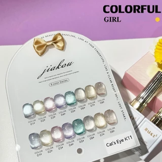 【พร้อมส่ง】JIAKOU 8สี เจลแคทอายเนื้อซาติน/สีเจลแคทอาย ลูกแก้ว ฟรีชาร์ท Cat eye 12สี (แถม ชาร์ท ทามาให้แล้ว)