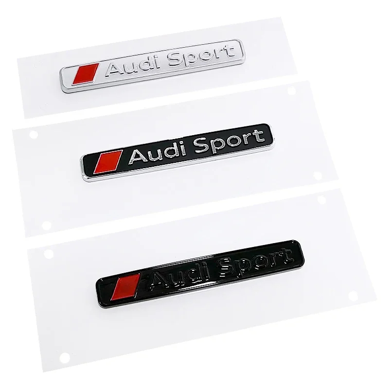 3D ABS Chrome โลโก้สีดํา Audi Sport Emblem Decal รถ Fender Trunk Badge สําหรับ Audi A3 A6 Q8 Q2 Q3 Q