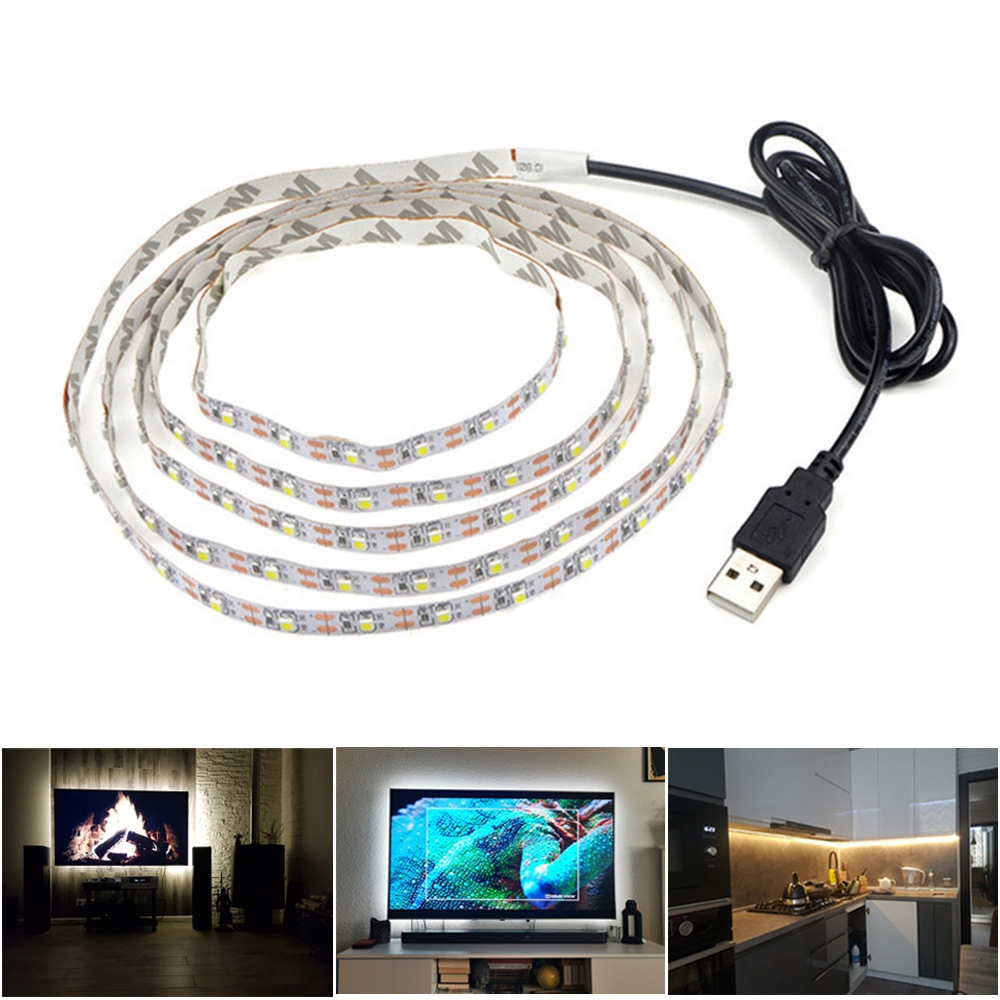 5V USB ไฟ Led Strip SMD 2835 1M 2M 3M 4M 5M สีขาว/อบอุ่นพื้นหลังทีวีตู้โฆษณา lLightbox ไฟตกแต่งห้อง
