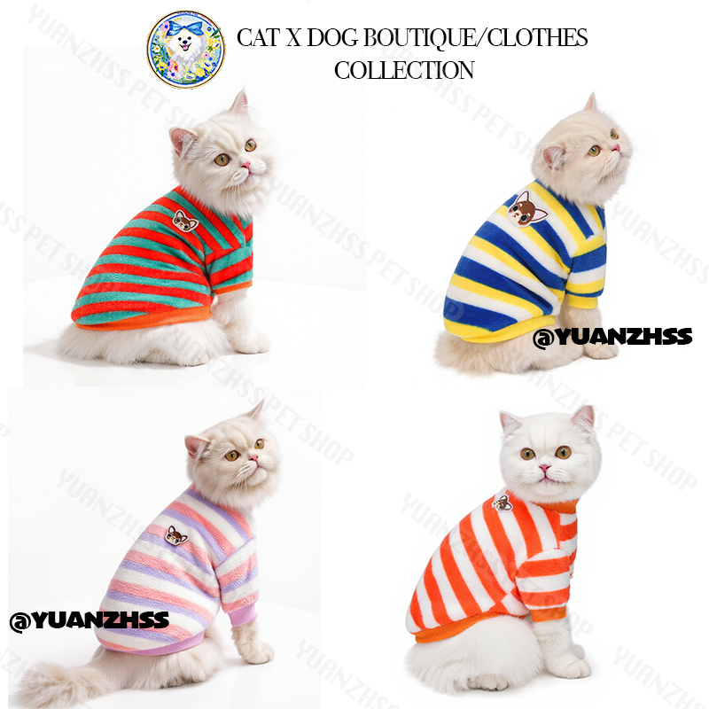 【Yuanzhss】เสื้อยืดลายทางสัตว์เลี้ยงสุดน่ารัก! 🐶🐱 สำหรับชิวาวาและแมว เนื้อผ้านุ่ม ใส่สบาย แฟชั่นคนรักสัตว์โดยเฉพาะ