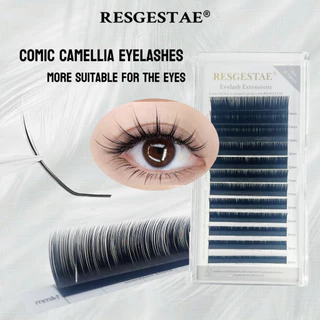 LC Camellia ขนตาปลอม ขนตาที่ปลอดภัย รูปร่างมุมกว้างนุ่มอัตโนมัติดอกขนตาสำหรับมือใหม่จากการ์ตูน