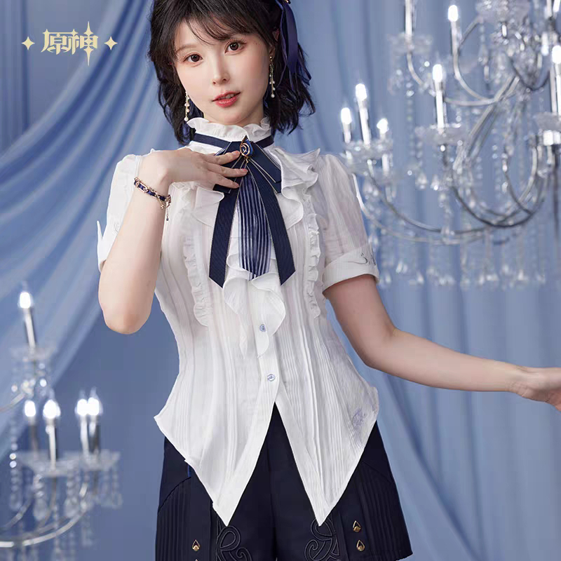 เสื้อเชิ้ตแขนสั้นเอวแคบ ธีม Genshin Impact Furina