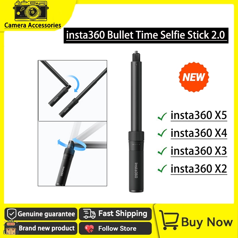 ต้นฉบับใหม่ Insta360 Bullet Time Selfie Stick 2.0(120 ซม.) ไม้เซลฟี่ที่มองไม่เห็นสําหรับ Insta360 X5