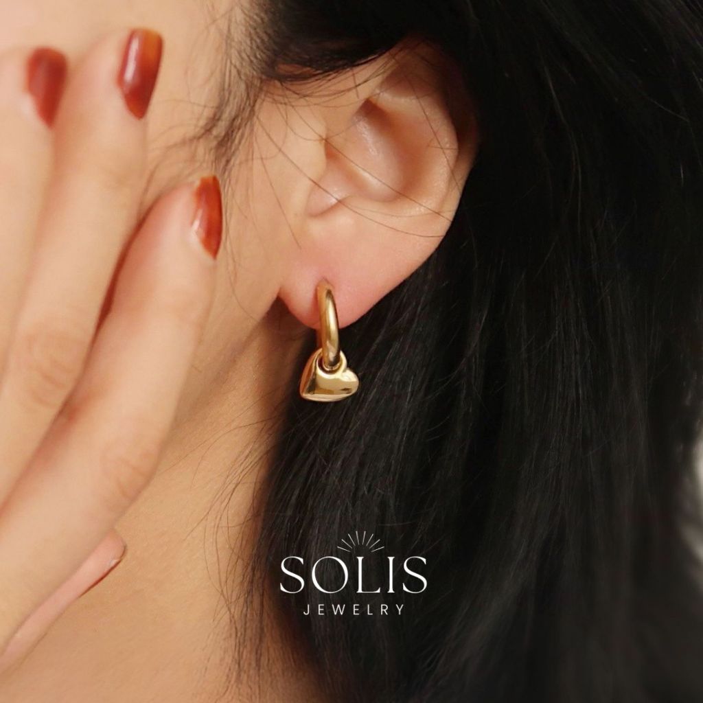 ต่างหูห่วงห้อยหัวใจ • ต่างหูแฟชั่นไร้ลาดกันน้ําสําหรับผู้หญิง ER420