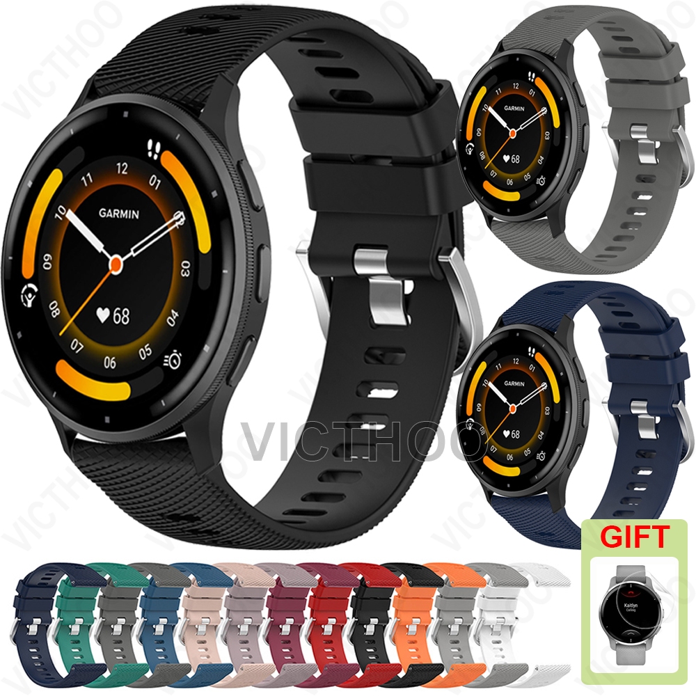 สายนาฬิกาซิลิโคนกีฬาสร้อยข้อมืออุปกรณ์เสริมสําหรับ Garmin Venu 4 45mm 41mm / Venu 3 / 3s / Venu 2 / 2s / 2 Plus / Sq / Sq2