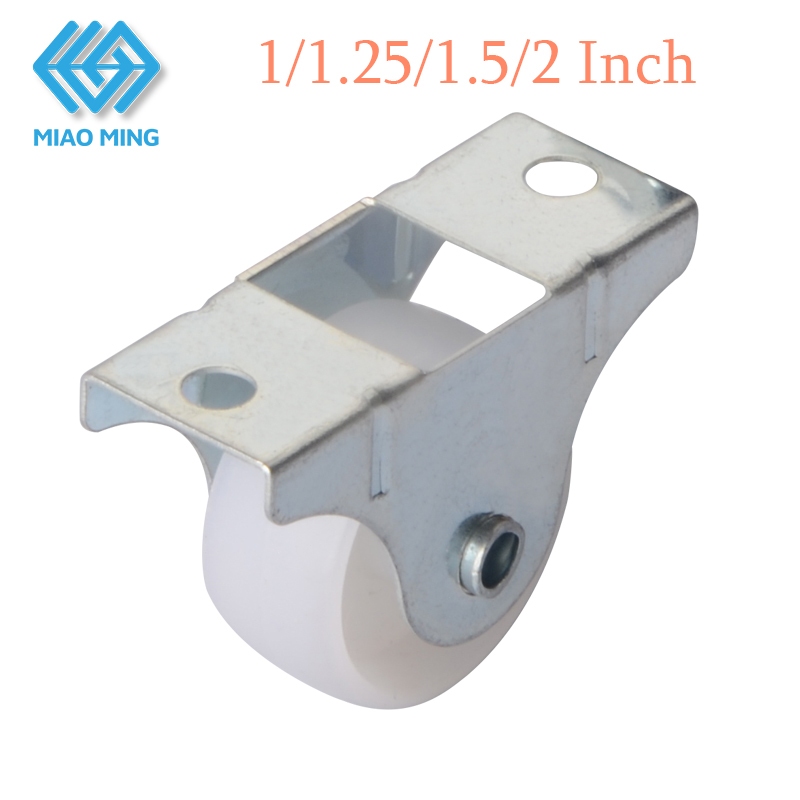 พร้อมสต็อก 1/1.25/1.5/2 นิ้วเส้นผ่านศูนย์กลาง light duty ล้อเดียว roller caster ละหุ่งโลหะแผ่นด้านบน ริกิด คงที่ MIAO MING ไนลอนพลาสติก