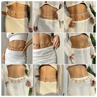 ✨ Coastal-Inspired Shell & Conch ปลาดาวพู่โซ่เอวปรับได้ – เค…