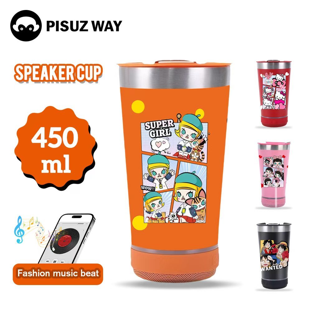 Pisuz Way แก้วเก็บความร้อนสแตนเลสพร้อมที่เปิดขวด แก้วบลูทูธติดรถยนต์ ที่เปิดขวดเบียร์ ถอดออกได้
