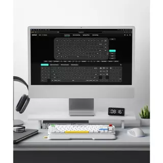 Nuphy Kick75 คีย์บอร์ดไร้สายโปรไฟล์ต่ําพร้อมการควบคุมระดับเสียง,คีย์บอร์ด RGB แบบถอดเปลี่ยนได้แบบ 75%,80 คีย์,พร้อมปุ่มกด PBT,BT/2.4G/USB-C