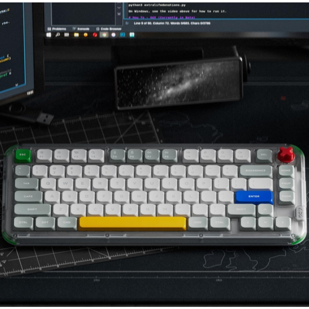 Nuphy Kick75 คีย์บอร์ดไร้สายโปรไฟล์ต่ําพร้อมการควบคุมระดับเสียง,คีย์บอร์ด RGB แบบถอดเปลี่ยนได้แบบ 75