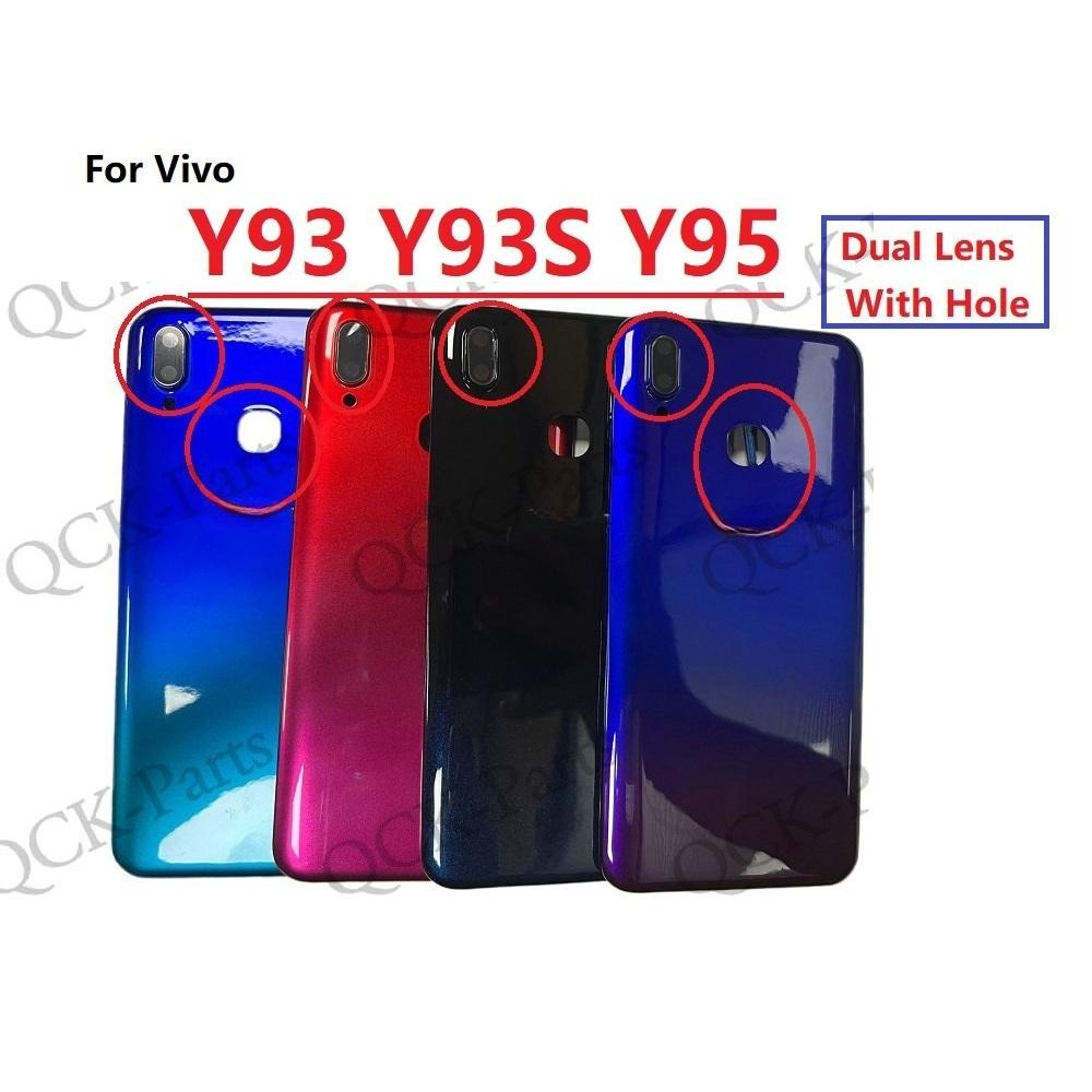 (มีรู) ฝาหลังสําหรับ Vivo Y93 Y93S Y95 ฝาหลังแบตเตอรี่พร้อมกรอบเคสเลนส์