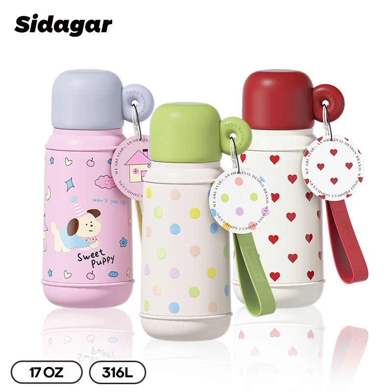 Sidagar แก้วเก็บความเย็น การ์ตูน น่ารัก แก้วน้ํา ถ้วยน้ํา 316 สแตนเลส ถ้วยสูญญากาศ แบบพกพา ถ้วยน้ำสำหรับเด็ก