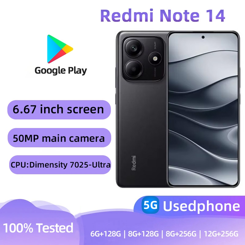 Redmi Note 145Gสมาร์ทโฟนหน้าจอ 128GB โทรศัพท์มือสองคุณภาพดีทุกสี