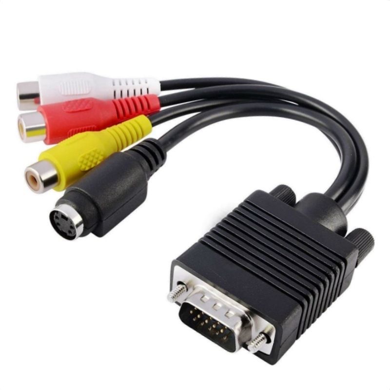 VGA SVGA TO S-Video 3 RCA Composite AV TV Out อะแดปเตอร์แปลงสายเคเบิลสายไฟ PC