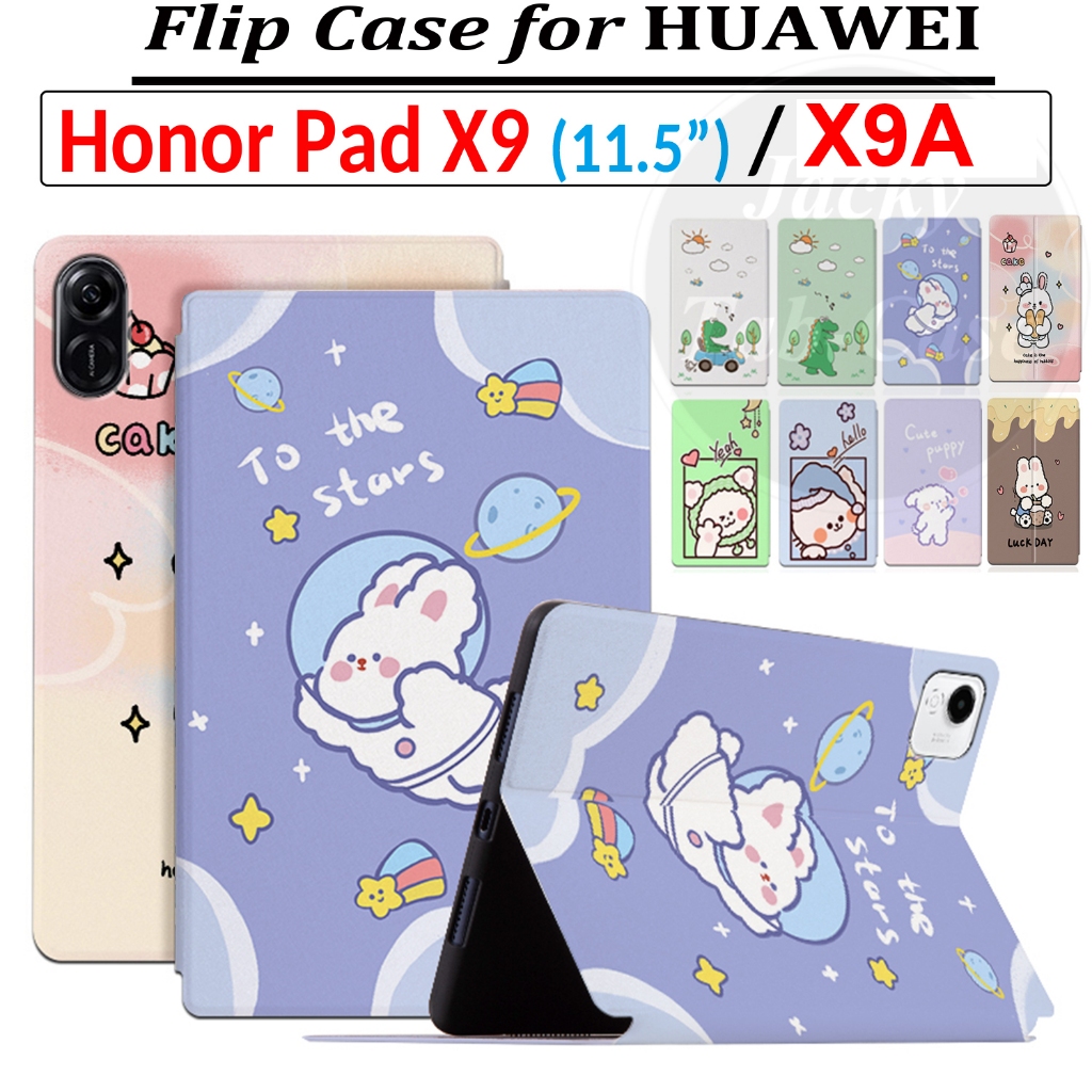 สําหรับ HUAWEI Honor Pad X9 (2023) ELN-W09 แท็บเล็ต 11.5 นิ้วคุณภาพสูงน่ารักการ์ตูน PU หนังฝาครอบป้องกัน Honor Pad X9A 11.5" 2025 Wi-Fi Flip Book Stand Case