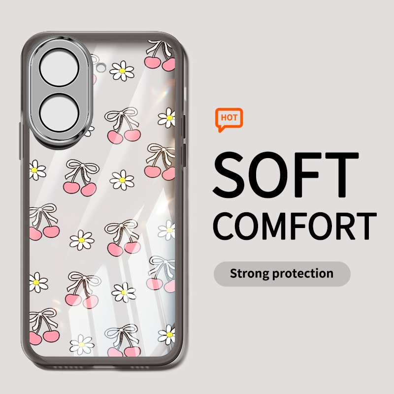 ปลอกสําหรับ Xiaomi Redmi A5 4G Poco C71 เต็มหน้าจอเชอร์รี่กันกระแทกโปร่งใสเคสป้องกันโทรศัพท์พร้อมเลนส์