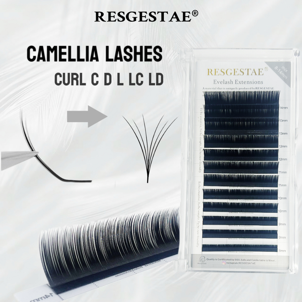 Camellia LC ขนตาปลอม L มุมกว้าง 0.07 มม. นุ่มอัตโนมัติดอก, ขนตา