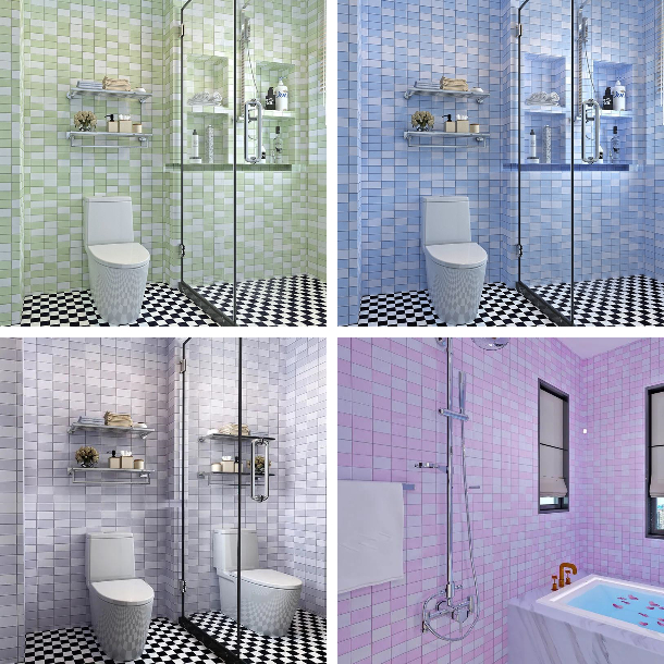 วอลล์เปเปอร์ห้องน้ําสติกเกอร์ติดผนังห้องครัวกันน้ํากันน้ํามันกาวตนเองสติกเกอร์กระเบื้องกันโรคราน้ําค้าง