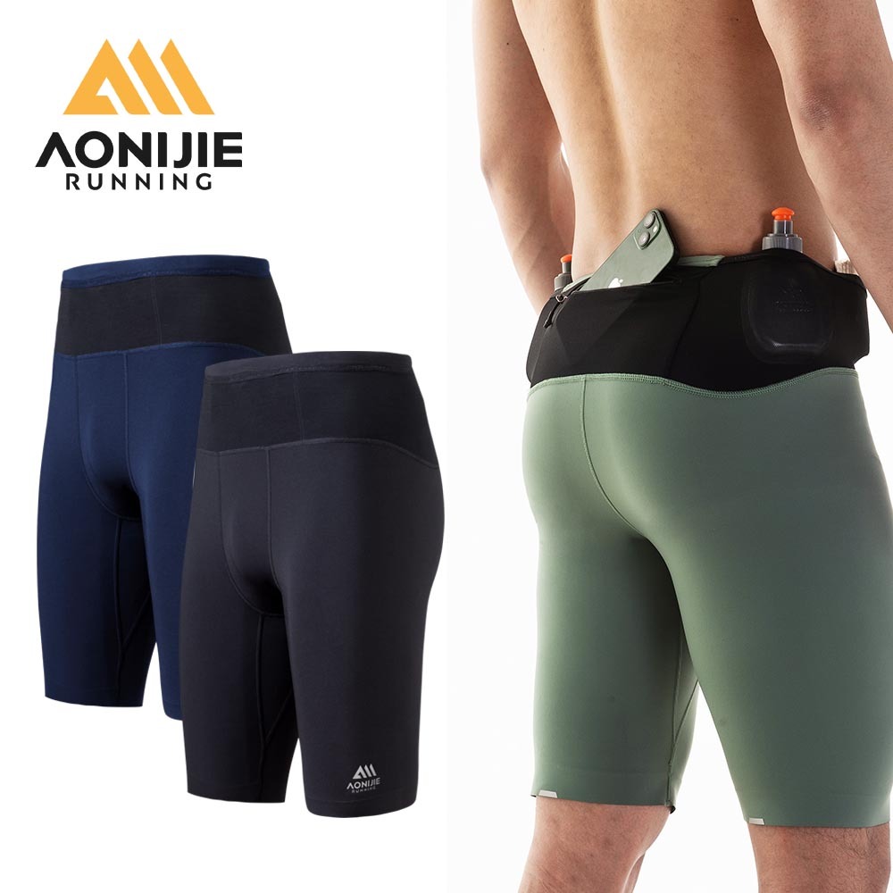 AONIJIE FM5120 Men Sports Legging Quick Drying Compression Shorts Tight Elastic Fifth Pants