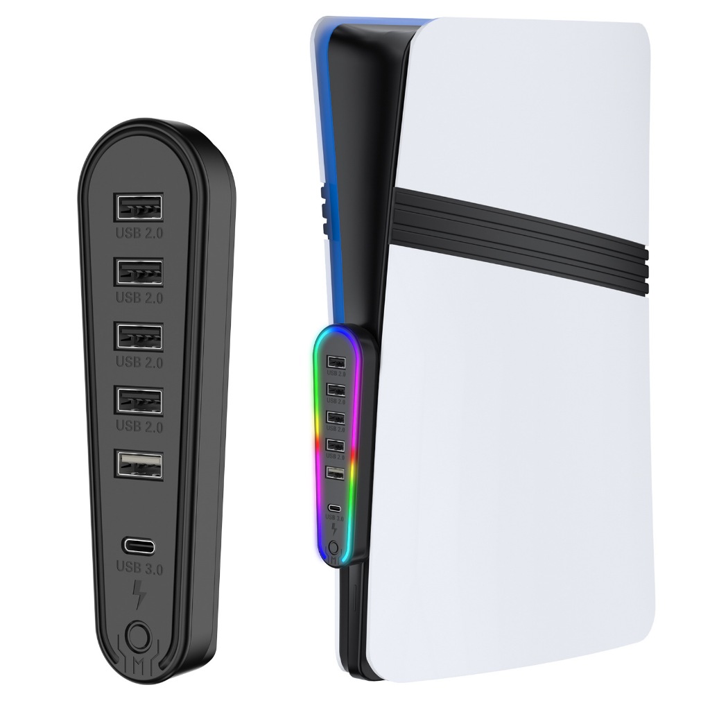 6 in 1 RGB USB Hubs สำหรับ PS5 Pro/PS5 Slim Console
