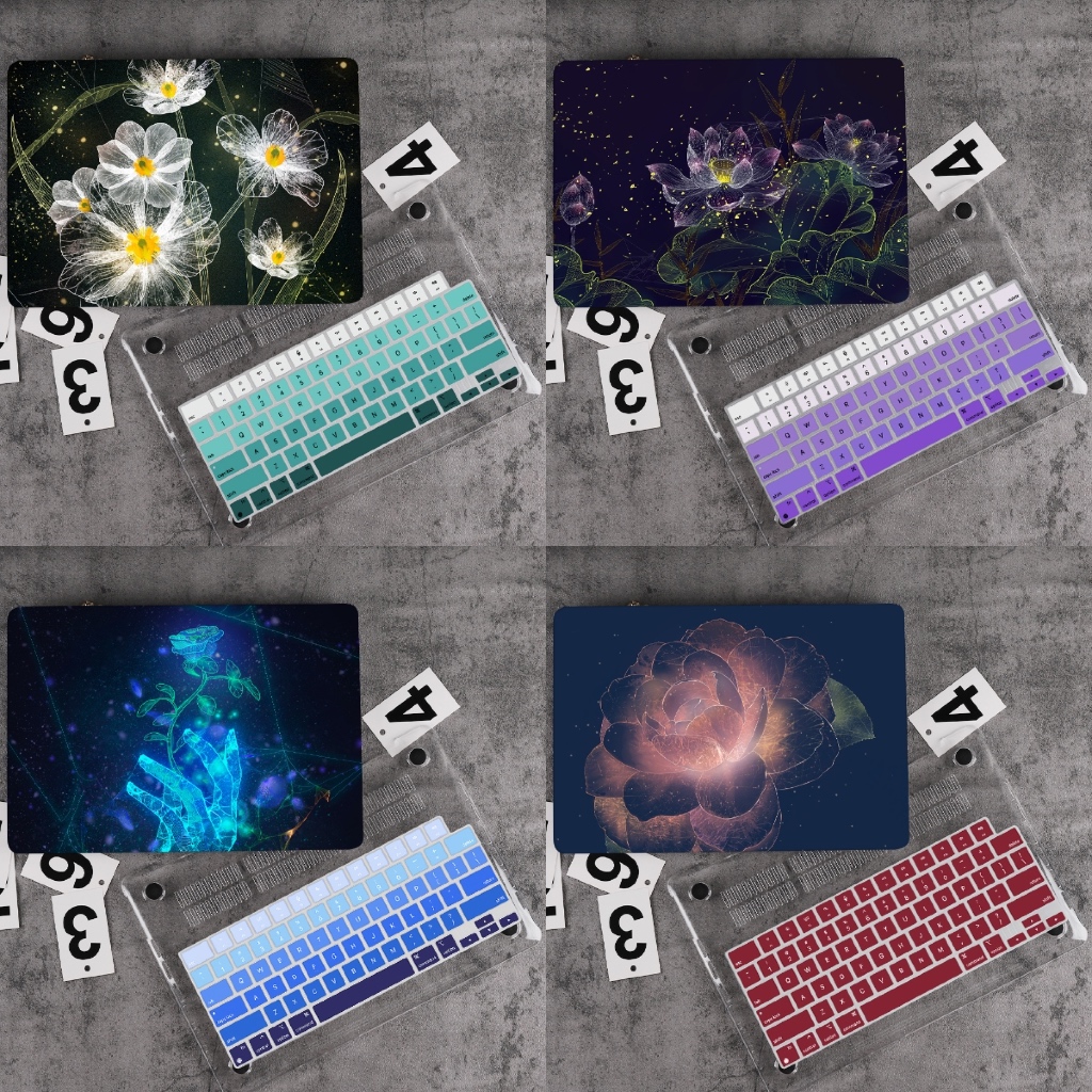 ดอกไม้ (พิมพ์คริสตัล) สําหรับ MacBook Case 2025 A3240 A3113 A3241 A2941 2024 Pro 13 14 16 2023 M3 M2
