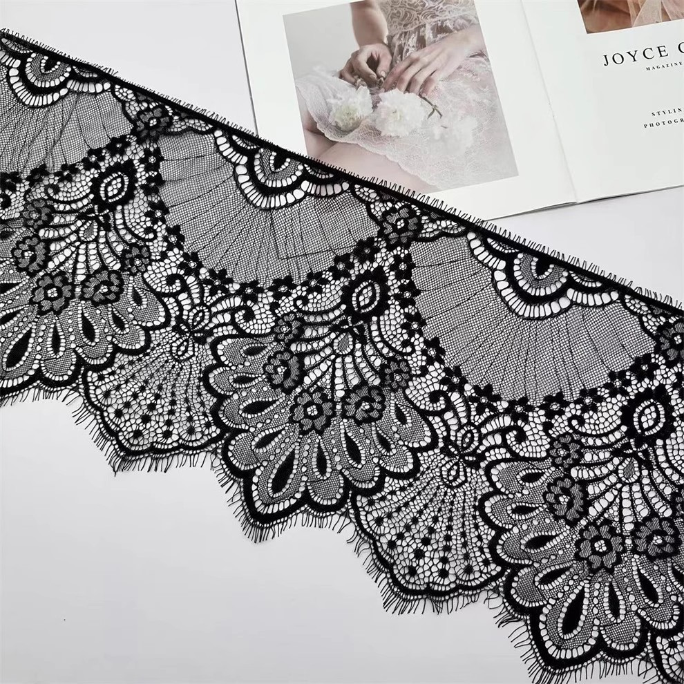 3 เมตร 25 ซม. กว้างภาษาฝรั่งเศสคํา chantilly ลูกไม้ดอกไม้ trim หอยเชลล์ eyelash Edge ทั้งสองด้าน Dress Edge เย็บ