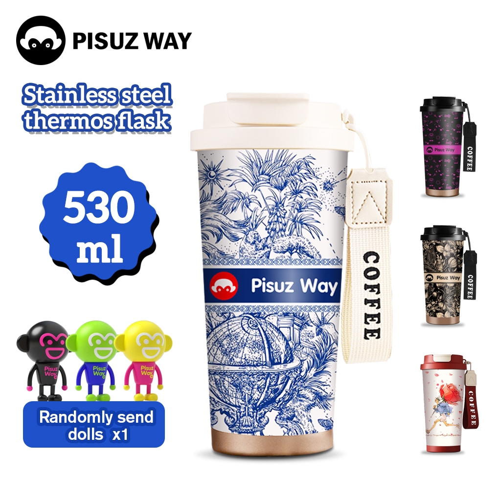 Pisuz Way แก้วเก็บความเย็นสแตนเลส ด้านในเคลือบด้วยเซรามิก สำหรับใส่กาแฟ เครื่องดื่มต่างๆ