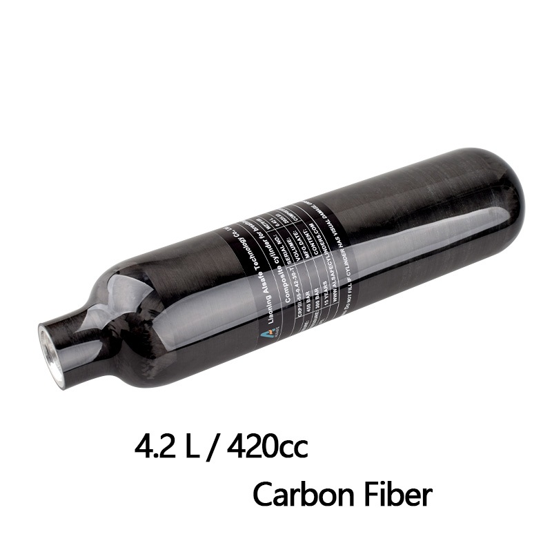 HPA Scuba 0.42L คาร์บอนไฟเบอร์กระบอกแก๊ส M18*1.5 300BAR 4500PSI Air Tank CO2 โซดาขวดน้ําสําหรับสถานีดําน้ํา Aquarium