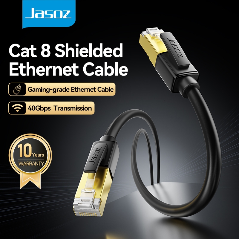 Jasoz Cat8 40Gbps Ethernet Cable RJ45 2000Mhz Professional Cat 8 Gaming Lan สําหรับ Router คอมพิวเตอร์แล็ปท็อป