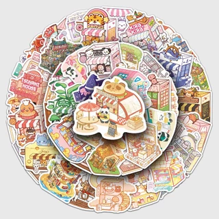 50ชิ้นน่ารักการ์ตูนสัตว์ร้านค้าสติกเกอร์สําหรับโทรศัพท์แล็ปท็อปหมวกกันน็อคสติ๊กเกอร์กราฟฟิตีกันน้ําสร้างสรรค์ ทําเอง