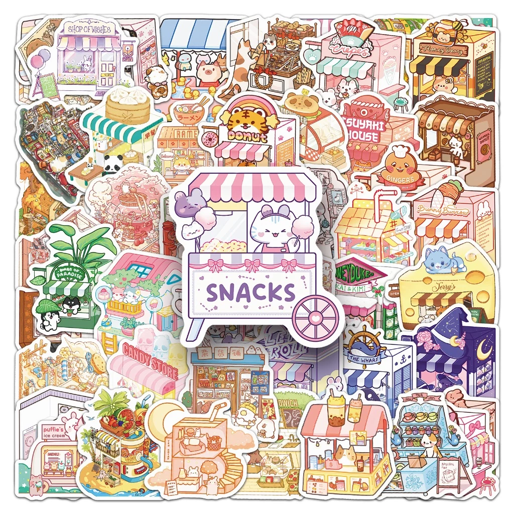 50ชิ้นน่ารักการ์ตูนสัตว์ร้านค้าสติกเกอร์สําหรับโทรศัพท์แล็ปท็อปหมวกกันน็อคสติ๊กเกอร์กราฟฟิตีกันน้ําสร้างสรรค์ ทําเอง