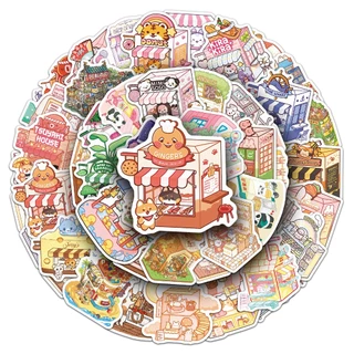 50ชิ้นน่ารักการ์ตูนสัตว์ร้านค้าสติกเกอร์สําหรับโทรศัพท์แล็ปท็อปหมวกกันน็อคสติ๊กเกอร์กราฟฟิตีกันน้ําสร้างสรรค์ ทําเอง