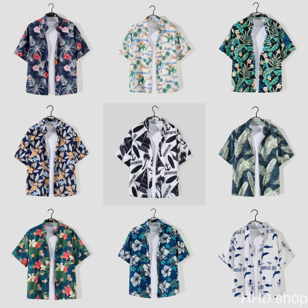 【2025 ใหม่】เสื้อฮาวายผู้ชาย hawaiian shirt เสื้อเที่ยวทะเล hawaii ลายดอกไม้ หลายส,ทะเล ผู้ชาย เสือฮาวาย