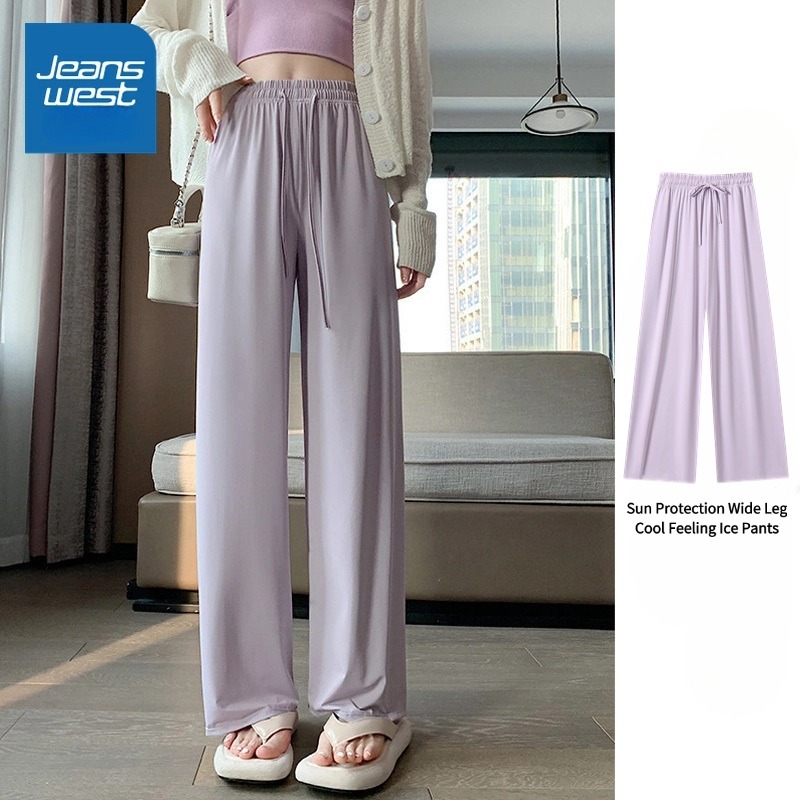 กางเกงผู้หญิง Jeanswest 2025｜เนื้อผ้าเย็นกันแดด｜ขากว้างเอวสูงทรงตรง ใส่เย็นสบาย ระบายอากาศดี