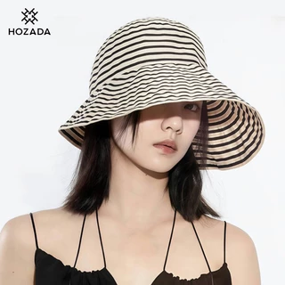 HOZADA ผู้หญิงอาทิตย์หมวกลายออกแบบหมวกชายหาดพับอาทิตย์หลักฐานหมวกสบายๆดวงอาทิตย์แบบพกพาขนาดใหญ่ปีกป้องกันแสงแดดป้องกันรังสียูวีสําหรับฤด