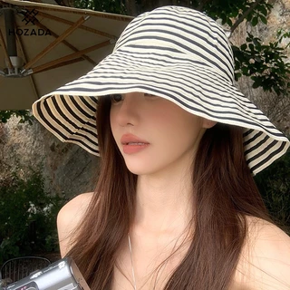 HOZADA ผู้หญิงอาทิตย์หมวกลายออกแบบหมวกชายหาดพับอาทิตย์หลักฐานหมวกสบายๆดวงอาทิตย์แบบพกพาขนาดใหญ่ปีกป้องกันแสงแดดป้องกันรังสียูวีสําหรับฤด