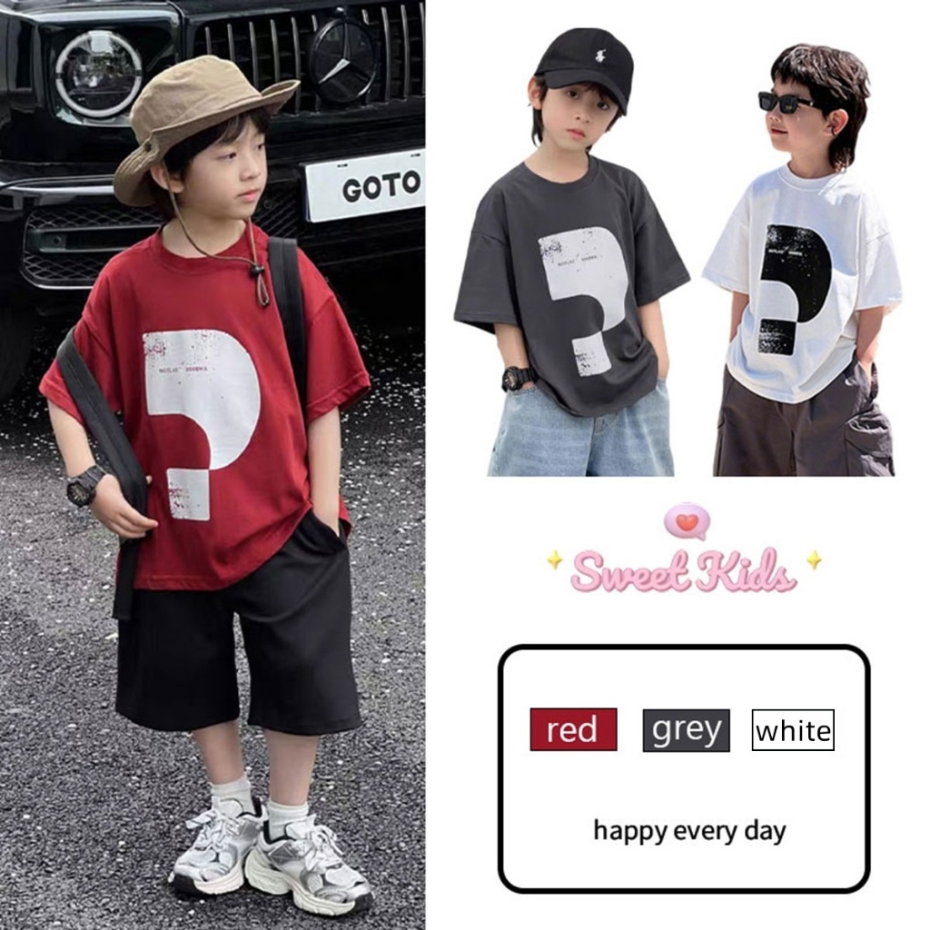 SweetKids พร้อมส่งจากกทม🌸เสื้อยืดแขนสั้นเด็ก🍓เสื้อผ้าคอกลมลำลอง แฟชั่นสําหรับเด็กชายฤดูร้อน ใส่สบาย ราคาถูก